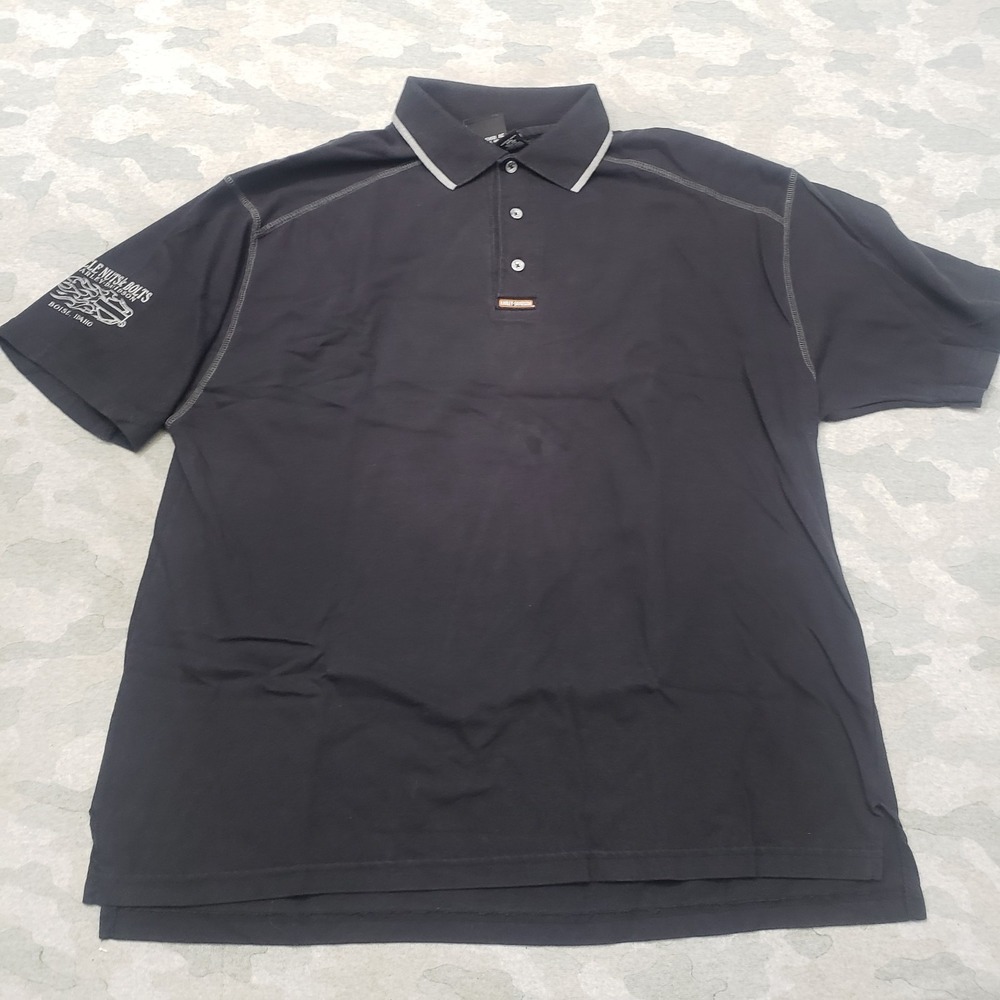 Harley Davidson Polo Shirt Mens Large Black‎ Short Sleeve Motorcycle Riding
